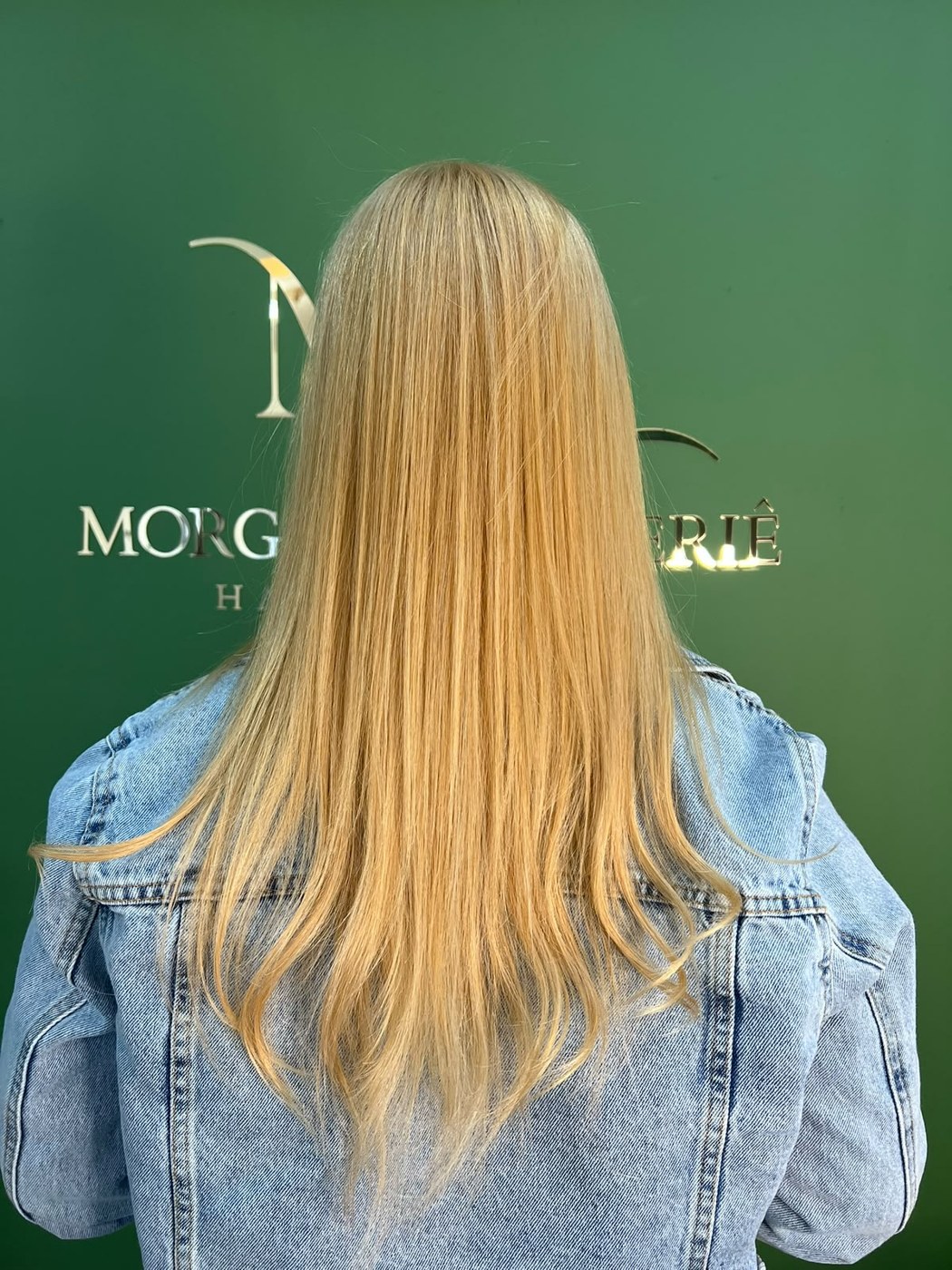 Cabelo loiro longo, vista de costas